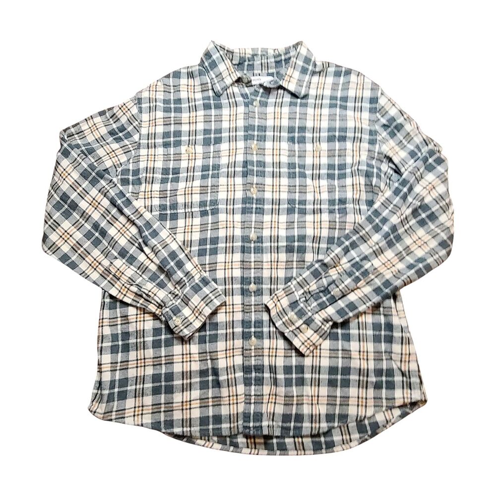 Sonoma Green Brown Plaid Print Long Sleeve Button Down Shirt L